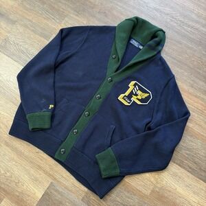 Polo‎ Ralph Lauren Varsity Letterman P Cardigan Sweater Sz XXL *READ* Preppy